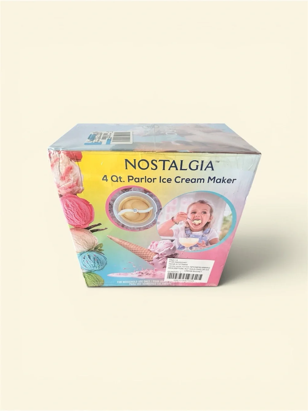 Nostalgia Parlor Ice Cream Maker in Aqua and White